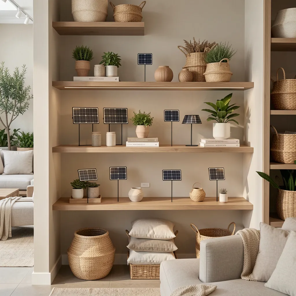 Flower-shaped solar stakes in a garden bed