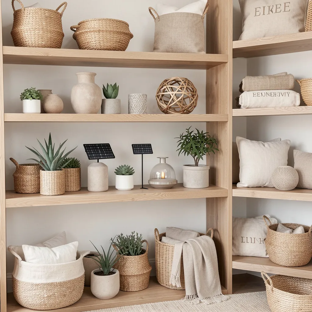 Solar stakes bordering a flower bed