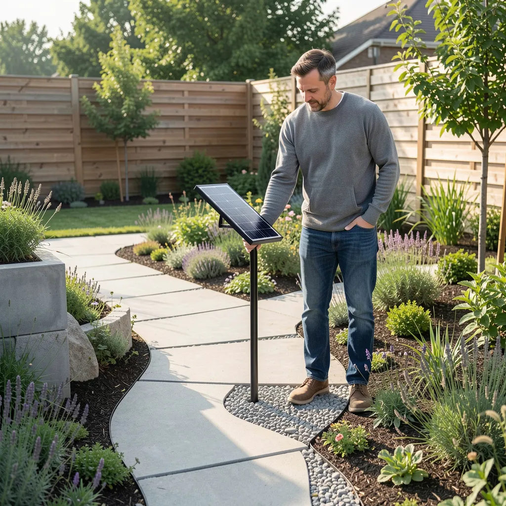 Banner style garden with solar lighting