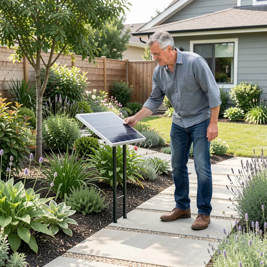 Evening garden with multiple stake styles