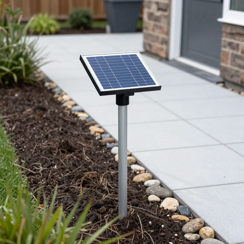 Solar stakes in a natural setting