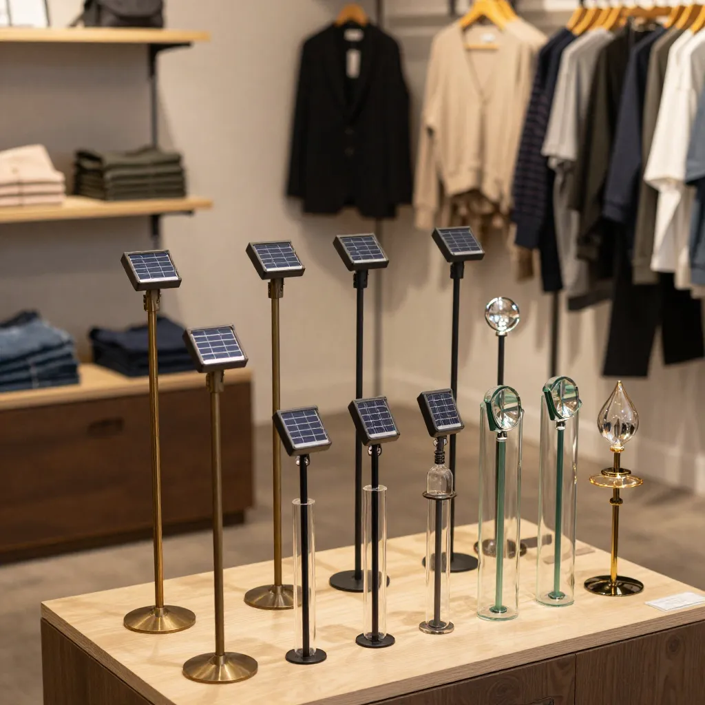 Solar stake display at a garden center